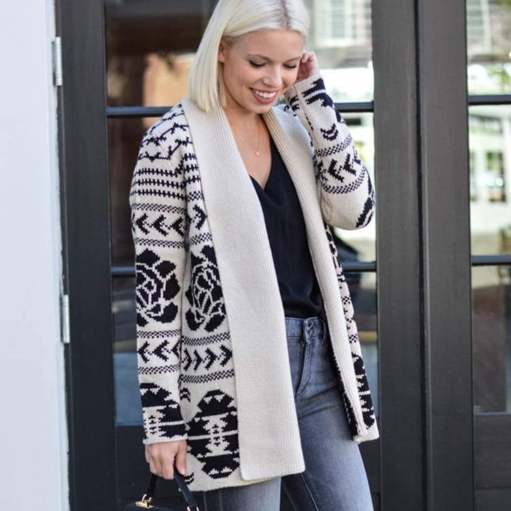 Schaffer Rose Print Cardigan - Super Warm!